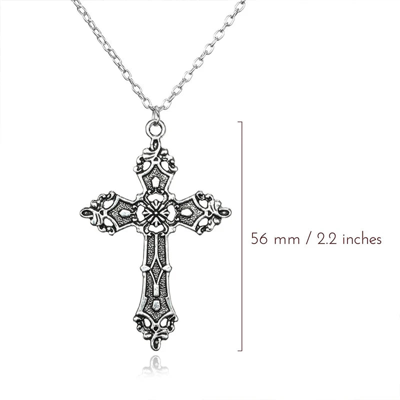 Gothic Pink Cross Necklace Y2K Purple Zircon Punk Pendant Necklace Grunge Heart Cross Necklace for Women Jewelry Accessories