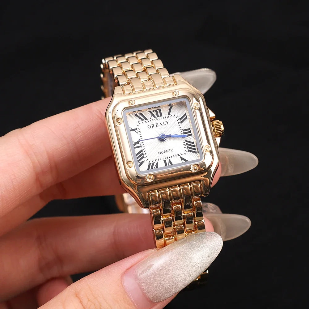 Women Fashion Square Watches Silver Stainless Steel Strap 2025 Luxury Man Quartz Wristwatches Qualities Female Roman Scale Clock