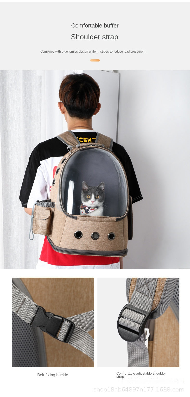 Fashion And Transparent Cat Backpack Large Capacity Cat Transport Bag Vent Design Cat Basket Convenient Folding Pet Trolley