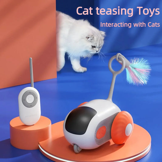 Remote Smart Cat Toys Remote Control Interactive Cat Car Toy USB Charging Automatic Self-moving Teasing Cat Stick Pet Supplies