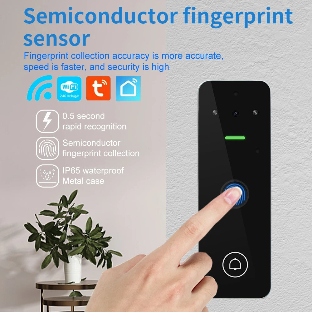 Wifi Tuya Smart Access Control Video Doorbell Camera System Digital Electronic Lock Coder Digitcode Fingerprint Lock Keyboard