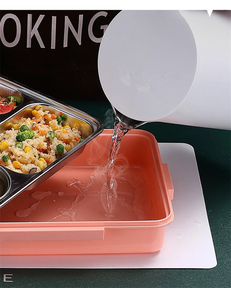 304 Stainless steel Insulation lunch box with Tableware Office Worker Student microwave oven Heating food container lunch box