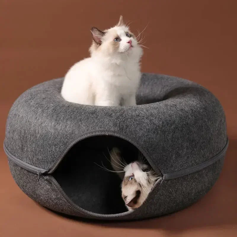 Cat Bed Donut Pet Cat Tunnel Interactive Game Toy Double-Layer Composite Structure Universal Cat Head Cutout Design Pet House