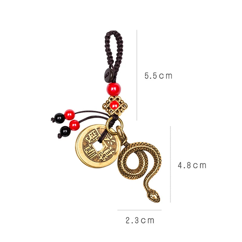 2025 Year Of Chinese Zodiac Snake Lucky Pendant Keychain Creative Wealth Key Ring Accessories Women Men Bag Charm Jewelry Gift