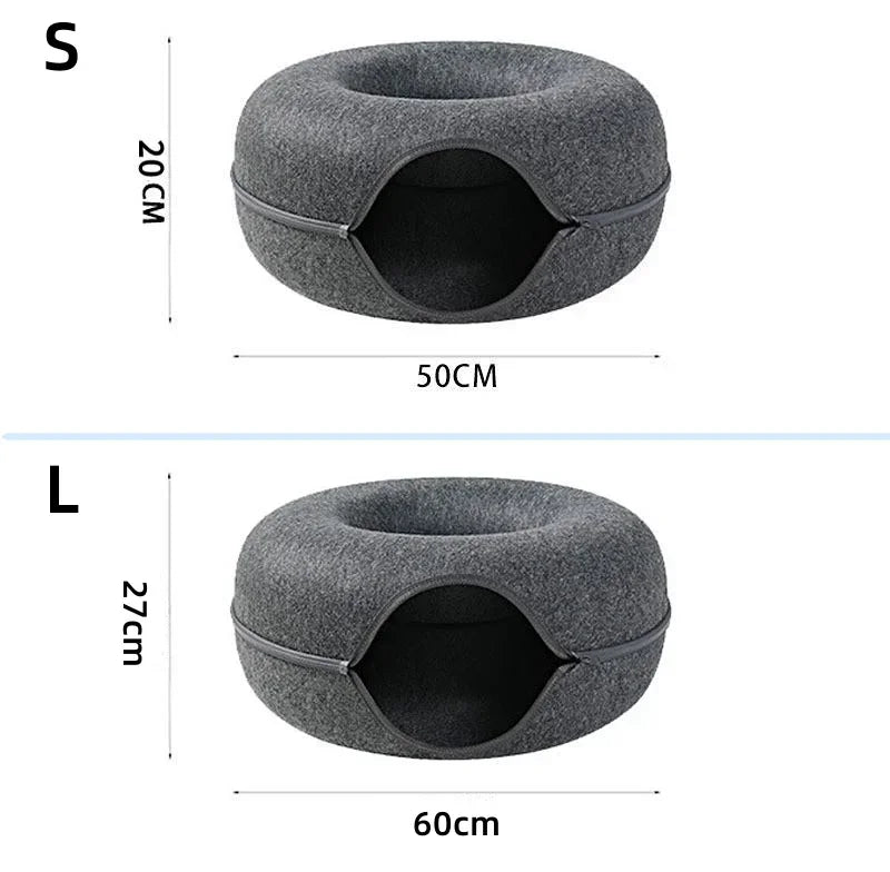 Cat Bed Donut Pet Cat Tunnel Interactive Game Toy Double-Layer Composite Structure Universal Cat Head Cutout Design Pet House