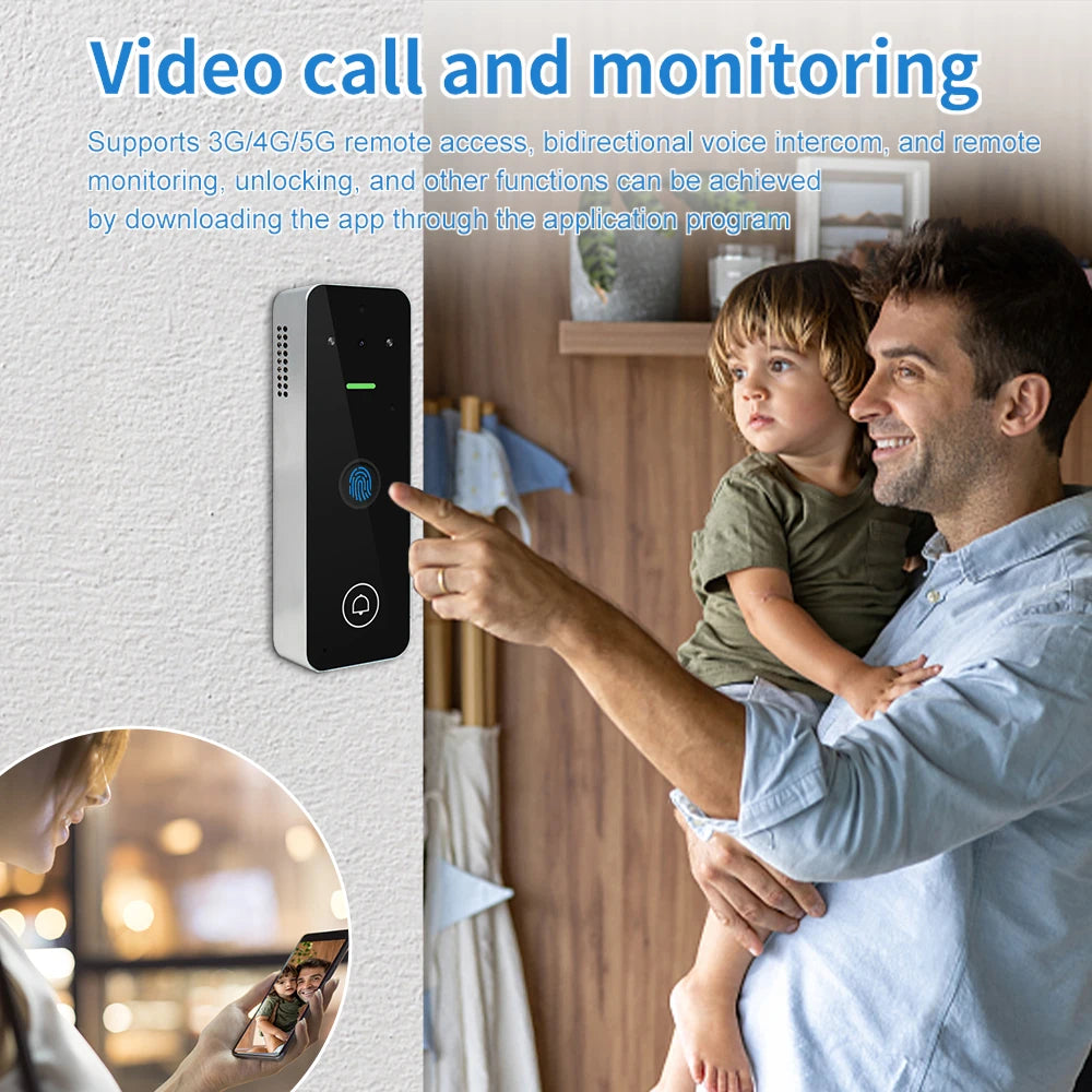 Wifi Tuya Smart Access Control Video Doorbell Camera System Digital Electronic Lock Coder Digitcode Fingerprint Lock Keyboard