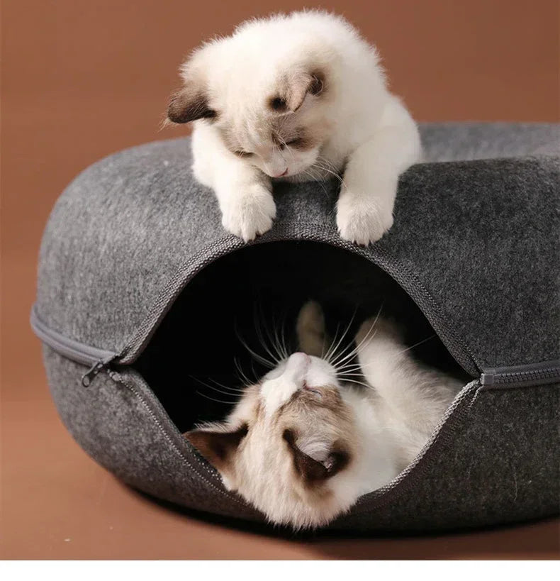 Cat Bed Donut Pet Cat Tunnel Interactive Game Toy Double-Layer Composite Structure Universal Cat Head Cutout Design Pet House