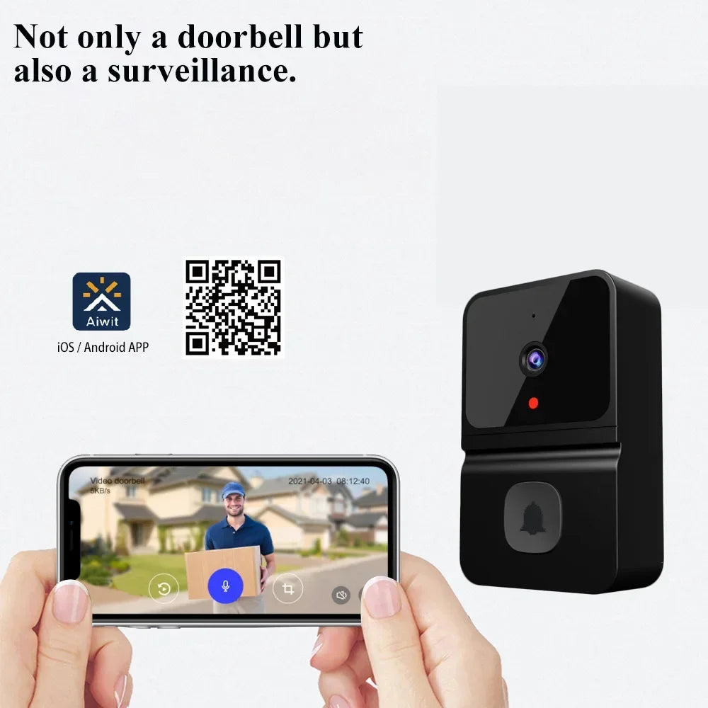 Wireless Visual Smart Security Doorbell 1080P High Resolution Camera Video Doorbell Infrared Night Vision Real-time Monitoring