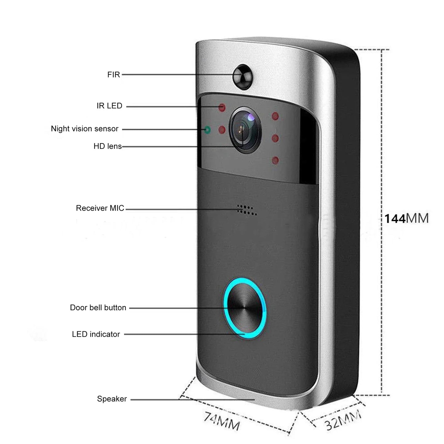 V5 Wireless Camera Door Bell Smart WiFi Video Intercom Night Vision 1080P  Remote Monitoring Sensing  Security Equipment