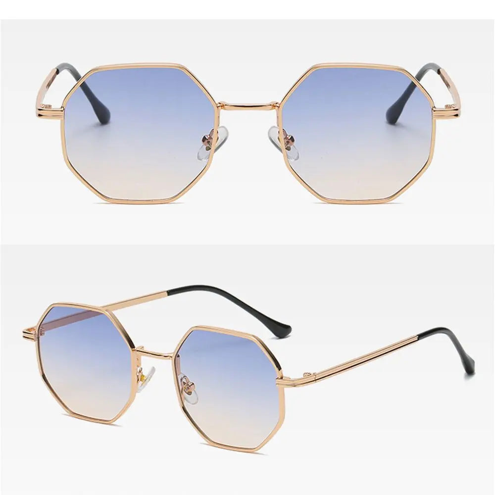 Retro Square Sunglasses for Men/Women Fashion Small Frame Polygon Sun Glasses Vintage Metal Sunglasses