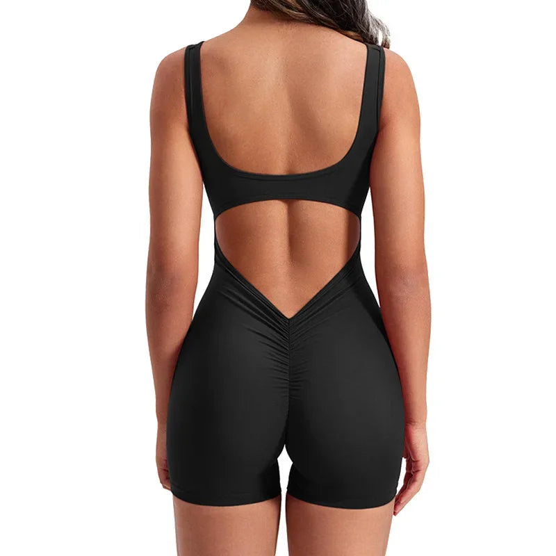 Women Bodysuit Female Yoga Sport Sets Sleeveless Backless Sexy High Waist Leggings One Piece Fitness Jumsuits Sportswear