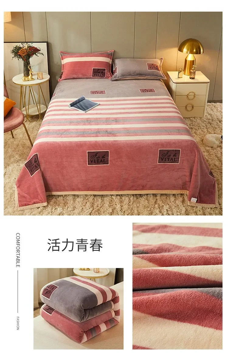 Wholesale flannel blankets, milk blankets, thickened coral fleece, mink velvet blanket, nap blanket, gift generation.