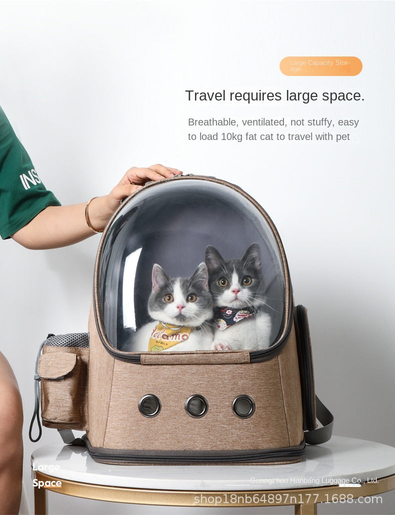 Fashion And Transparent Cat Backpack Large Capacity Cat Transport Bag Vent Design Cat Basket Convenient Folding Pet Trolley