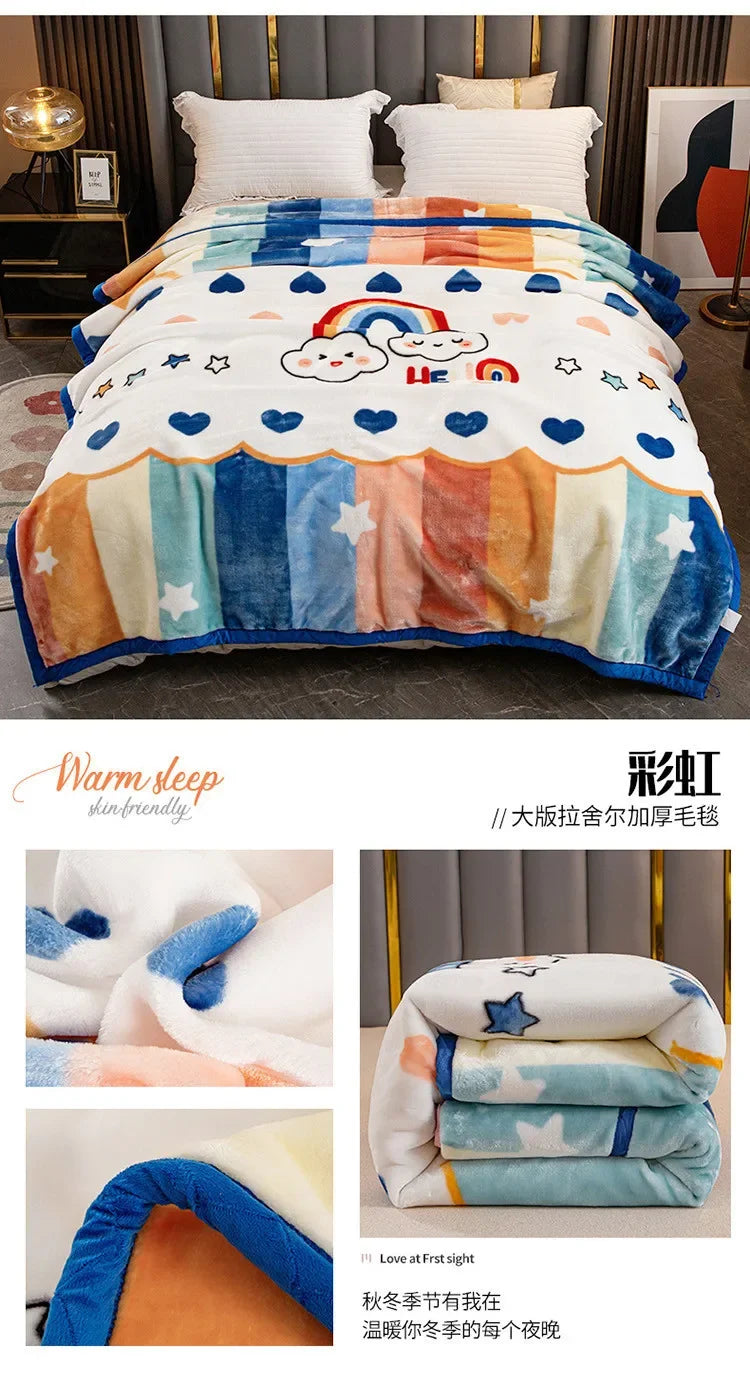 Wholesale flannel blankets, milk blankets, thickened coral fleece, mink velvet blanket, nap blanket, gift generation.