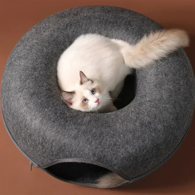 Cat Bed Donut Pet Cat Tunnel Interactive Game Toy Double-Layer Composite Structure Universal Cat Head Cutout Design Pet House