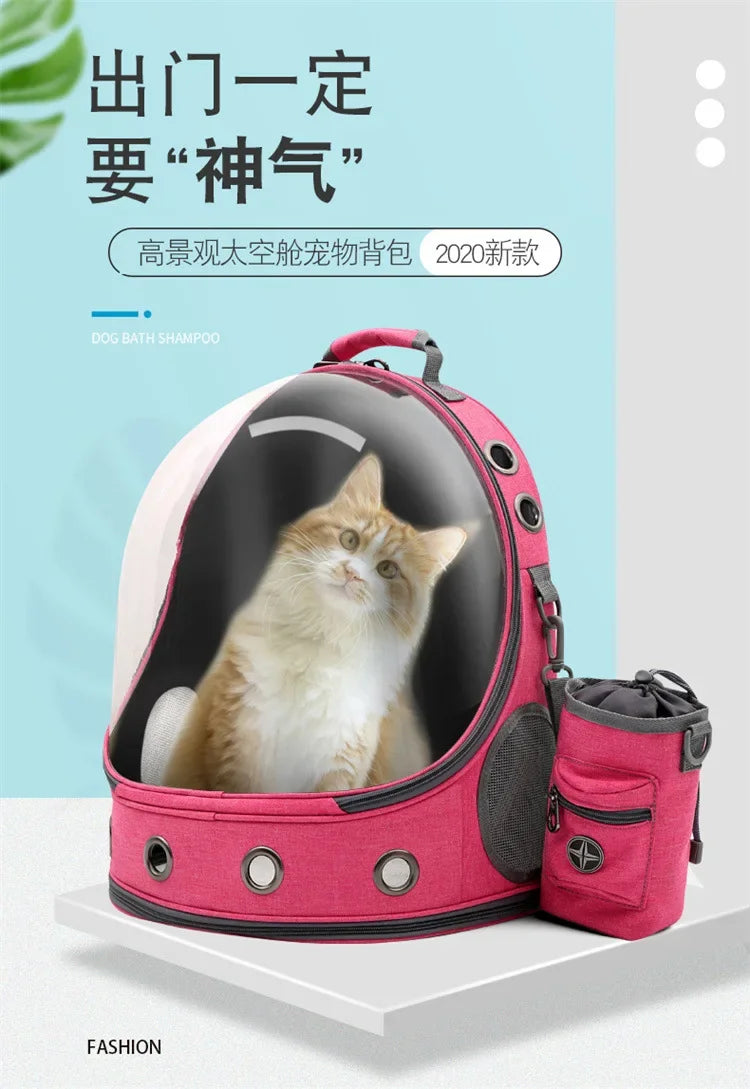 New Cat Backpack Transparent Space Capsule Backpack Pet Backpack Portable Large Capacity Cat Bag for Going Out