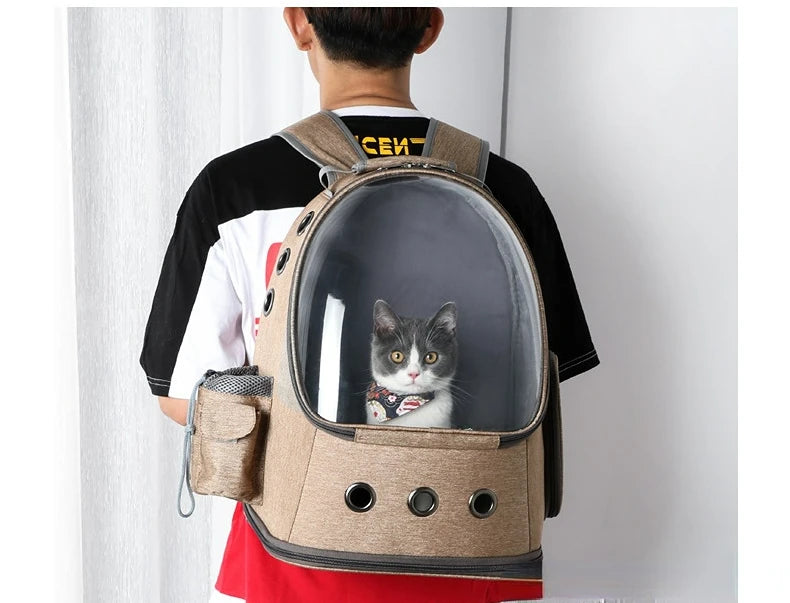 Cat Carrier Kitten Backpack Space Capsule Bubble Breathable Portable Pet Bag Dog for Travel and Hiking