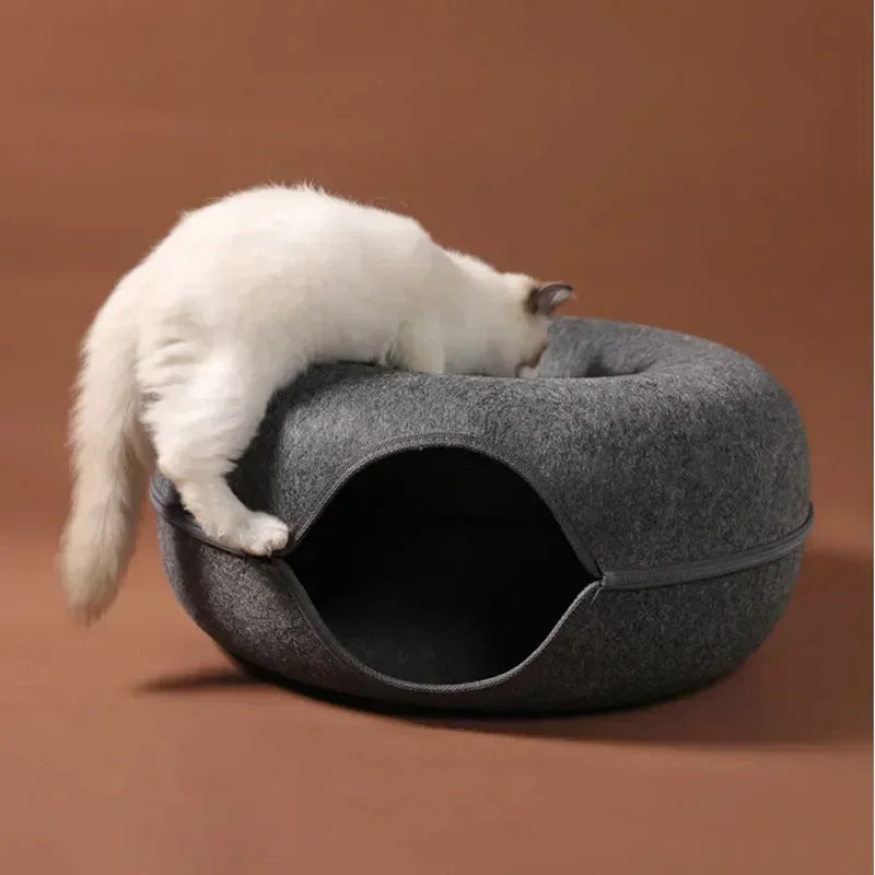 Cat Bed Donut Pet Cat Tunnel Interactive Game Toy Double-Layer Composite Structure Universal Cat Head Cutout Design Pet House