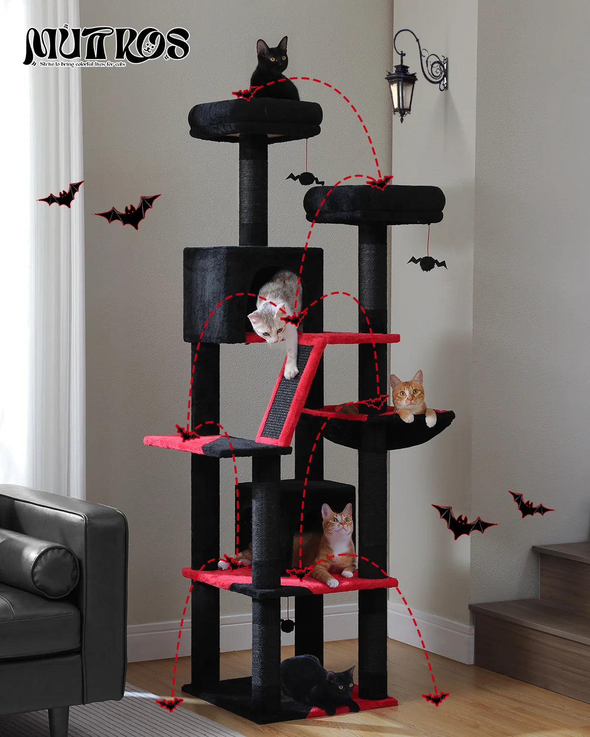 Multi-Level Cat Tree Cat Condo Scratching post for Kitten Furniture Large Cat Tower Cat Scrapers Cat Accessories Pet Cat Toys