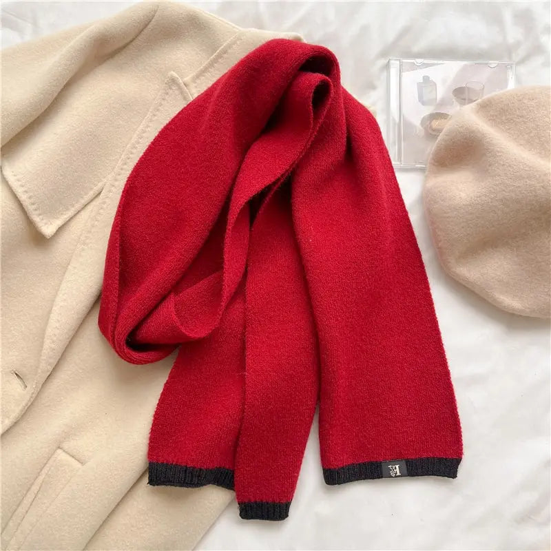 Solid Cashmere Warm Women Scarf Casual Knitted Skinny Korean Style Woolen Yarn Soft Bandana Long Neckerchief Echarpe