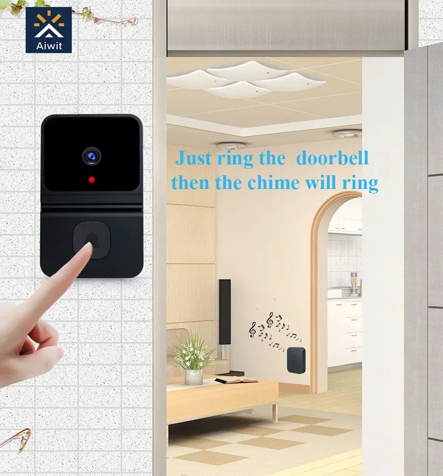 Wireless Visual Smart Security Doorbell 1080P High Resolution Camera Video Doorbell Infrared Night Vision Real-time Monitoring