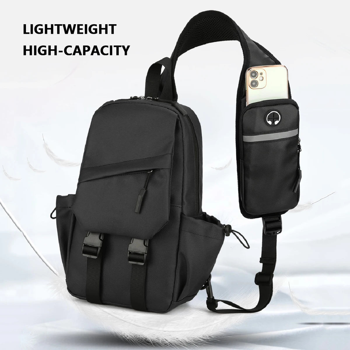 Men's essential chest bag, motorcycle, outdoor hiking, camping, fishing, leisure single shoulder sling bag