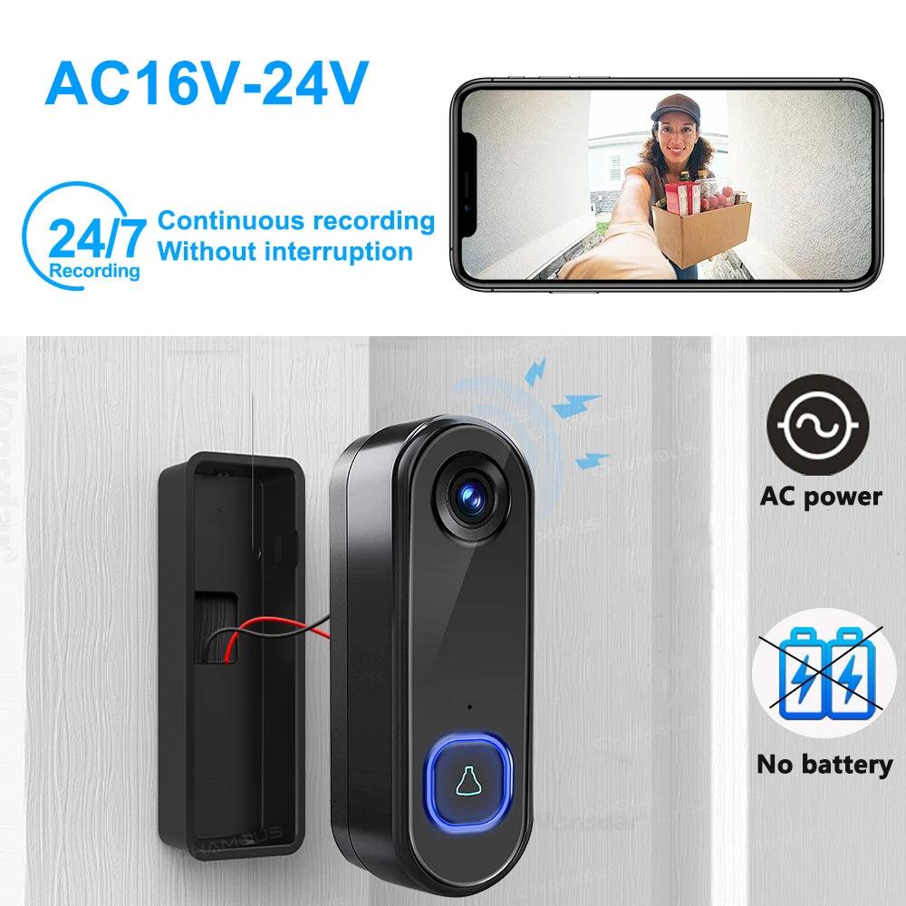 Wireless Doorbell WiFi 1080P Camera Security Door Bell Video Intercom Smart Home Monitor Night Vision Waterproof Alexa