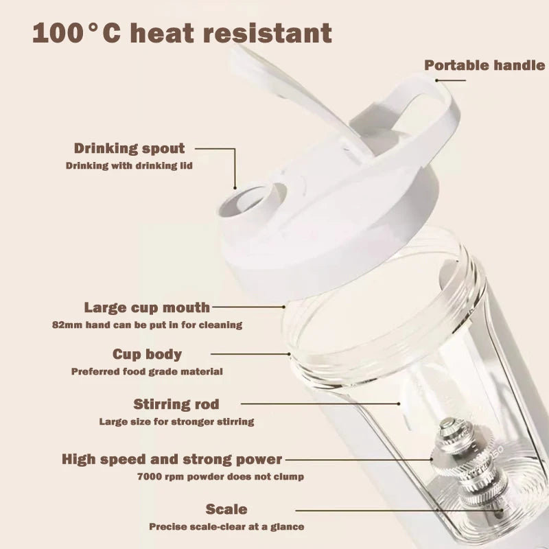 450ML Portable Recharge Electric Shaker Bottles Mixer Bottle Protein Shaker Bottle for Clear Electric High Speed Protein Blender