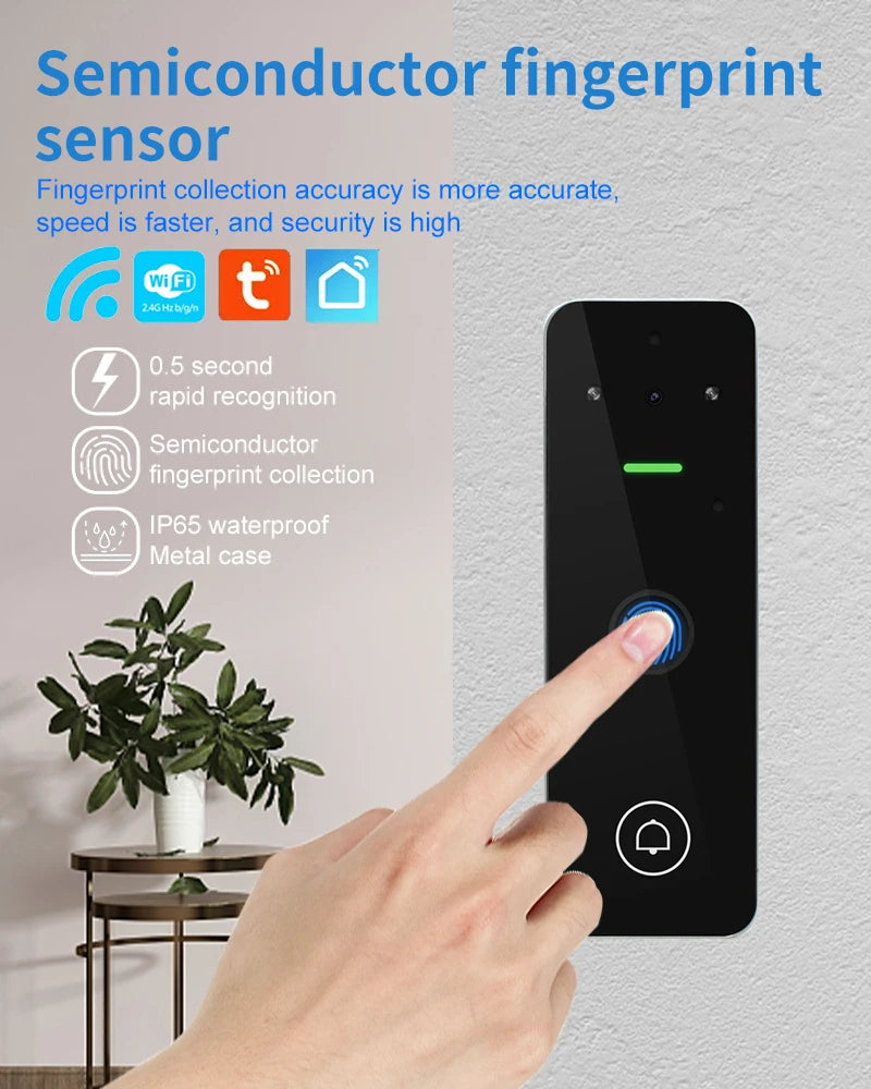 Wifi Tuya Smart Access Control Video Doorbell Camera System Digital Electronic Lock Coder Digitcode Fingerprint Lock Keyboard