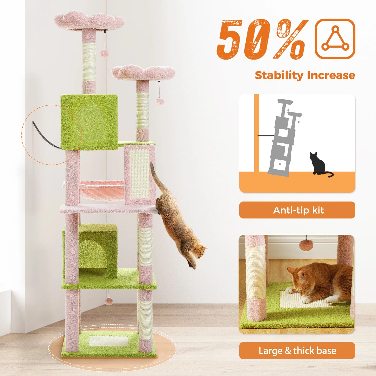 Multi-Level Cat Tree Cat Condo Scratching post for Kitten Furniture Large Cat Tower Cat Scrapers Cat Accessories Pet Cat Toys