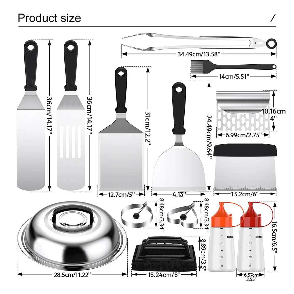 8/10/15pcs Grilling Griddle Accessories BBQ Teppanyaki Camping Grill Tools Set for Blackstone and Camp Chef Flat Top Grill Set