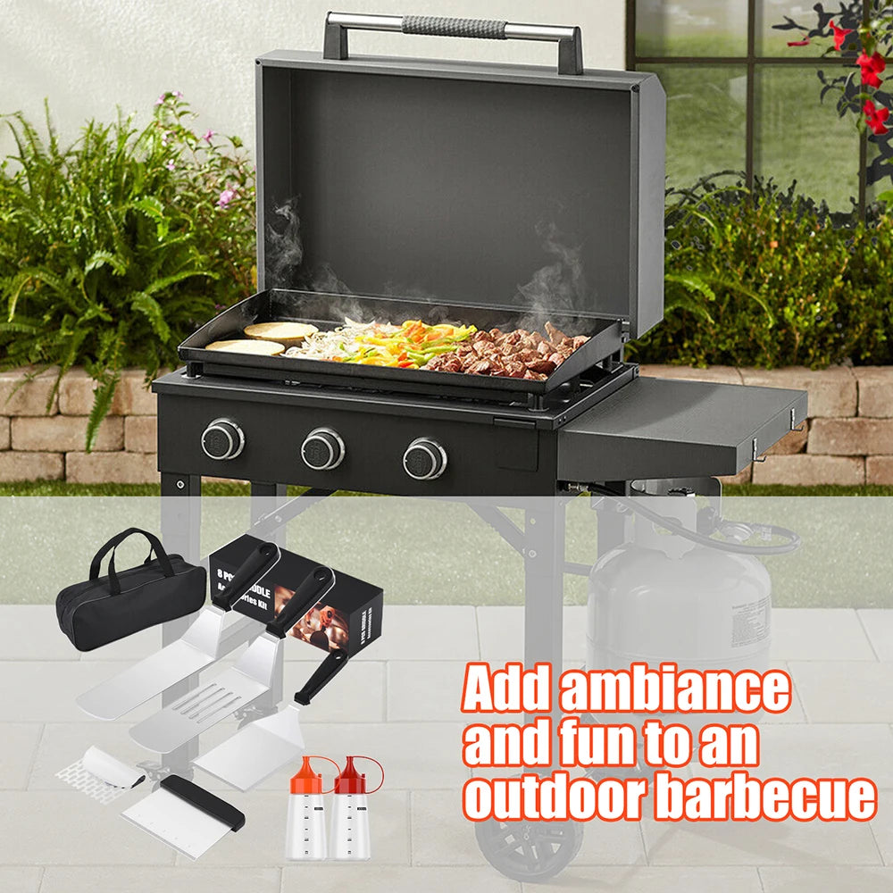 8/10/15pcs Grilling Griddle Accessories BBQ Teppanyaki Camping Grill Tools Set for Blackstone and Camp Chef Flat Top Grill Set