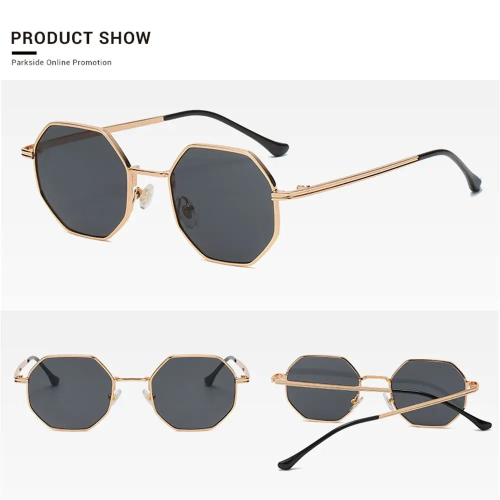 Retro Square Sunglasses for Men/Women Fashion Small Frame Polygon Sun Glasses Vintage Metal Sunglasses