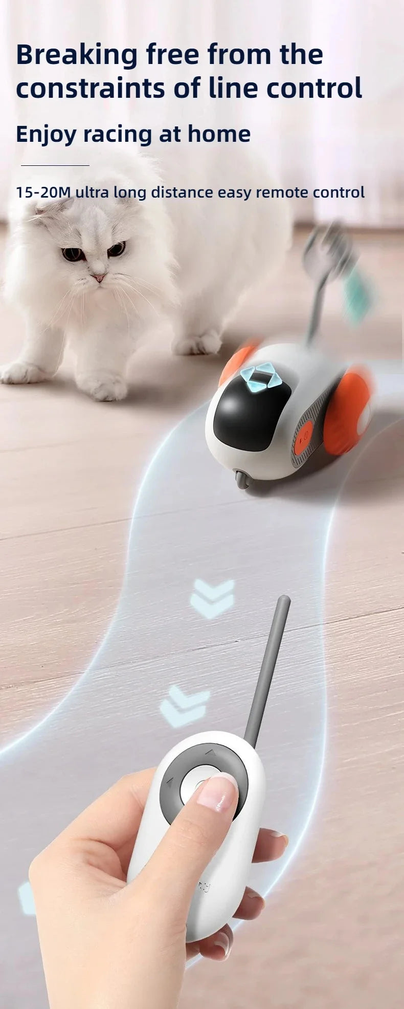 Remote Smart Cat Toys Remote Control Interactive Cat Car Toy USB Charging Automatic Self-moving Teasing Cat Stick Pet Supplies