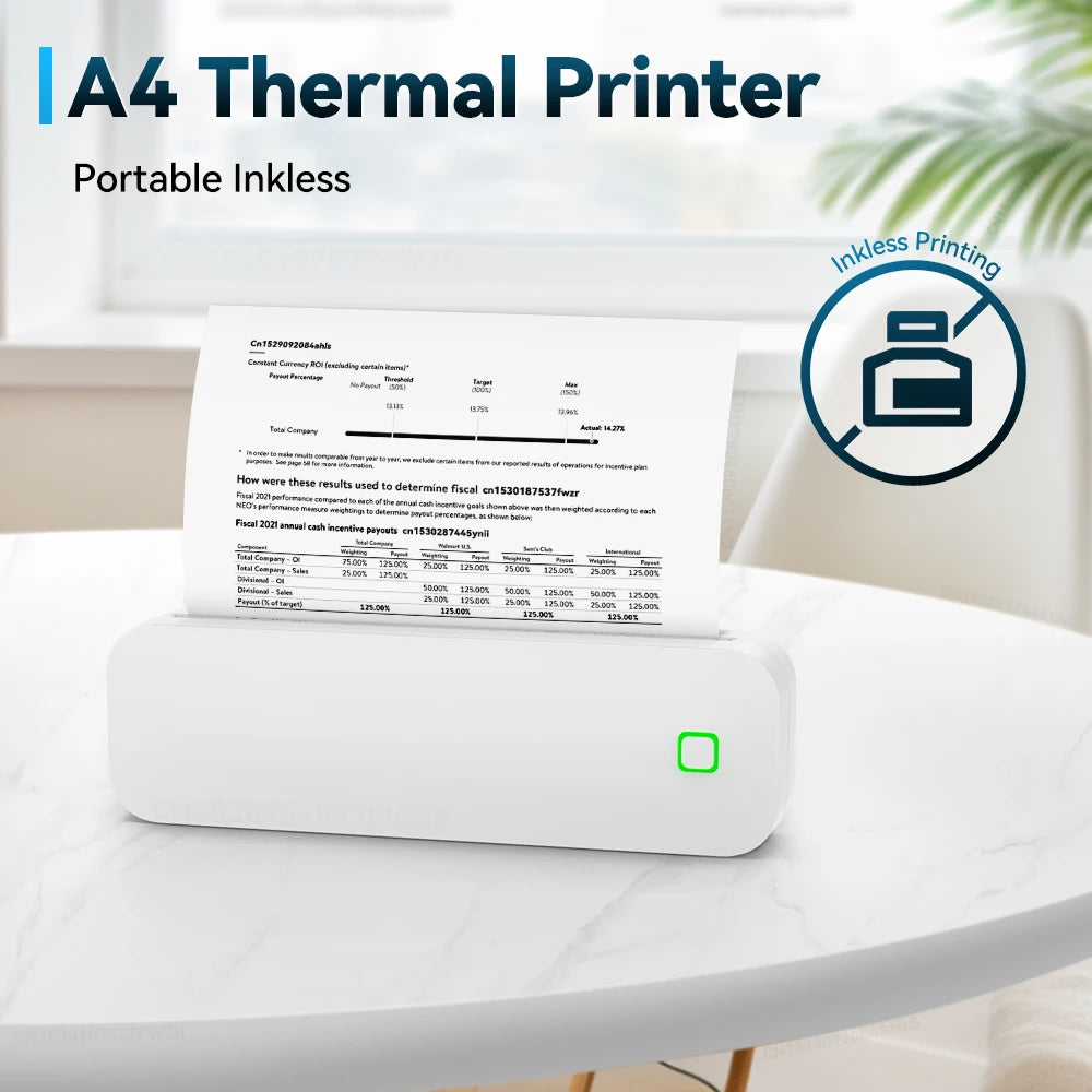 Inkless A4 Thermal Printer Portable Wireless Bluetooth Tattoo Stencil Printer A4 Paper PDF Excel Document Picture Print Machine