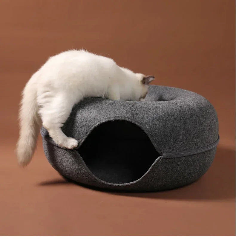 Cat Bed Donut Pet Cat Tunnel Interactive Game Toy Double-Layer Composite Structure Universal Cat Head Cutout Design Pet House