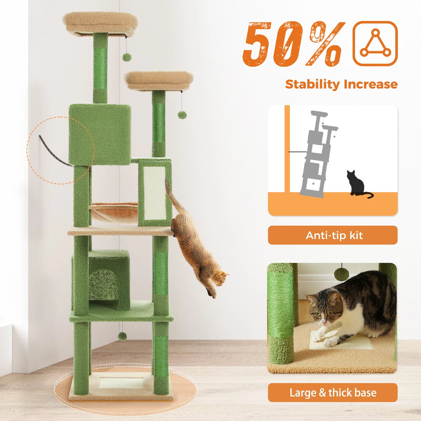 Multi-Level Cat Tree Cat Condo Scratching post for Kitten Furniture Large Cat Tower Cat Scrapers Cat Accessories Pet Cat Toys