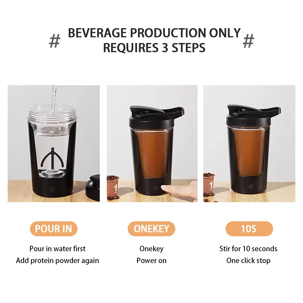 450ml Electric Automatic Mixing Cup Portable Whey Protein Shaker Bottle USD Rechargeable Fully Automatic Stirring Cup For Home