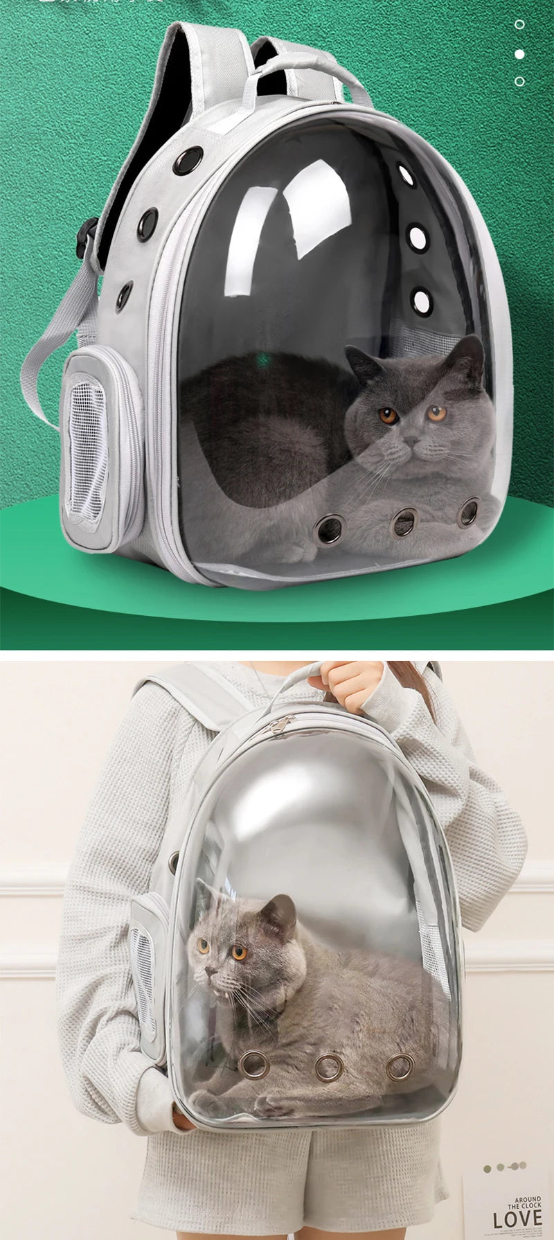 Pet Cat Carrying Bag Breathable Portable Pet Outdoor Travel Backpack Transparent Bag Carrier Pet Transport Space Capsule Bag