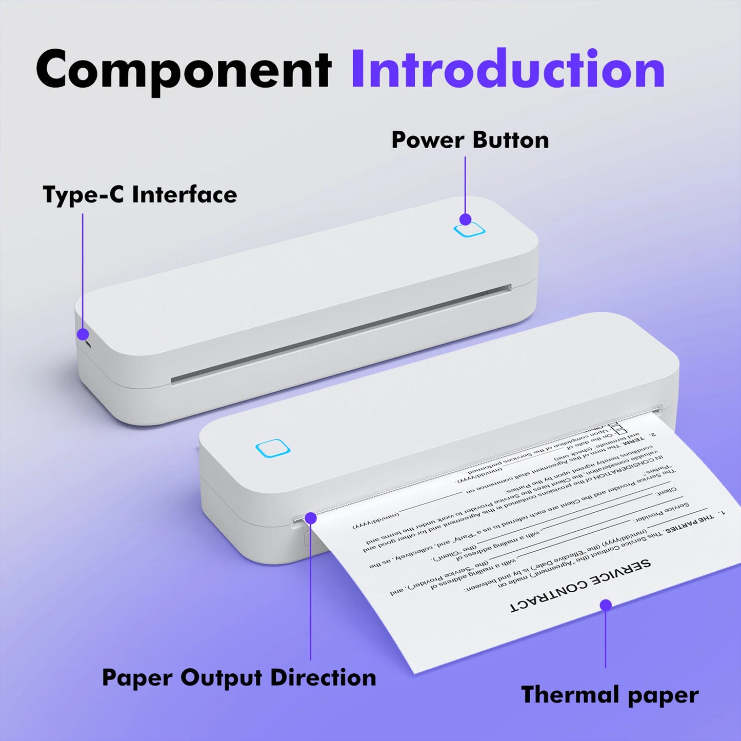 D80 A4 Portable Thermal Transfer Printer Wireless Tattoo Transfer Printer Use with Mobile /Laptop 56mm/77mm/107mm/210mm/216mm