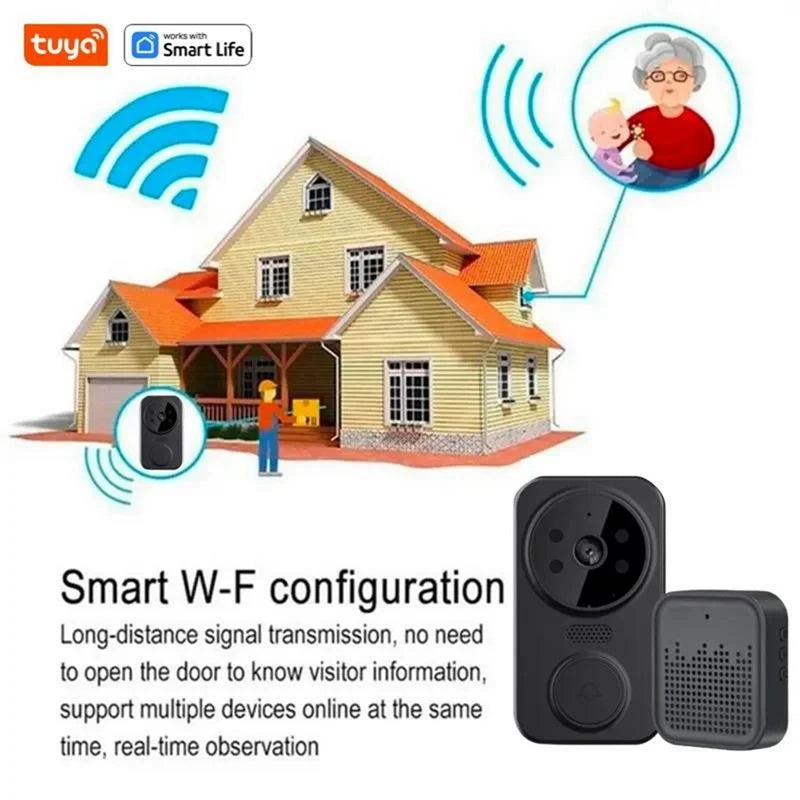 Tuya Smart Home Doorbell Camera WIFI Wireless Doorbell DC AC Battery Powered Camera Bell Smart Life Doorbell Camera