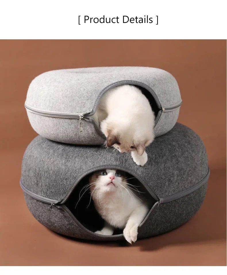 Cat Bed Donut Pet Cat Tunnel Interactive Game Toy Double-Layer Composite Structure Universal Cat Head Cutout Design Pet House