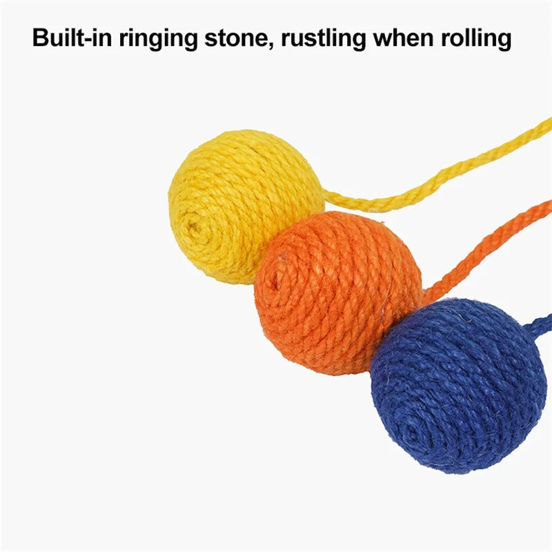 Cat Hanging Sisal Scratching Ball Scratcher Chewable Interactive Rope Toy Cat Ball Rolling