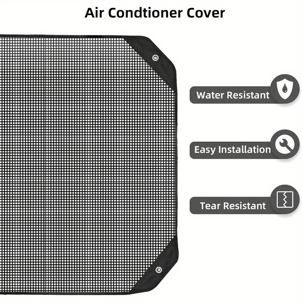 Outdoor Unit Air Conditioner Cover, 28" X 28", Universal Mesh Air Conditioner Cover for All Seasons with Elastic Hooks (Black)