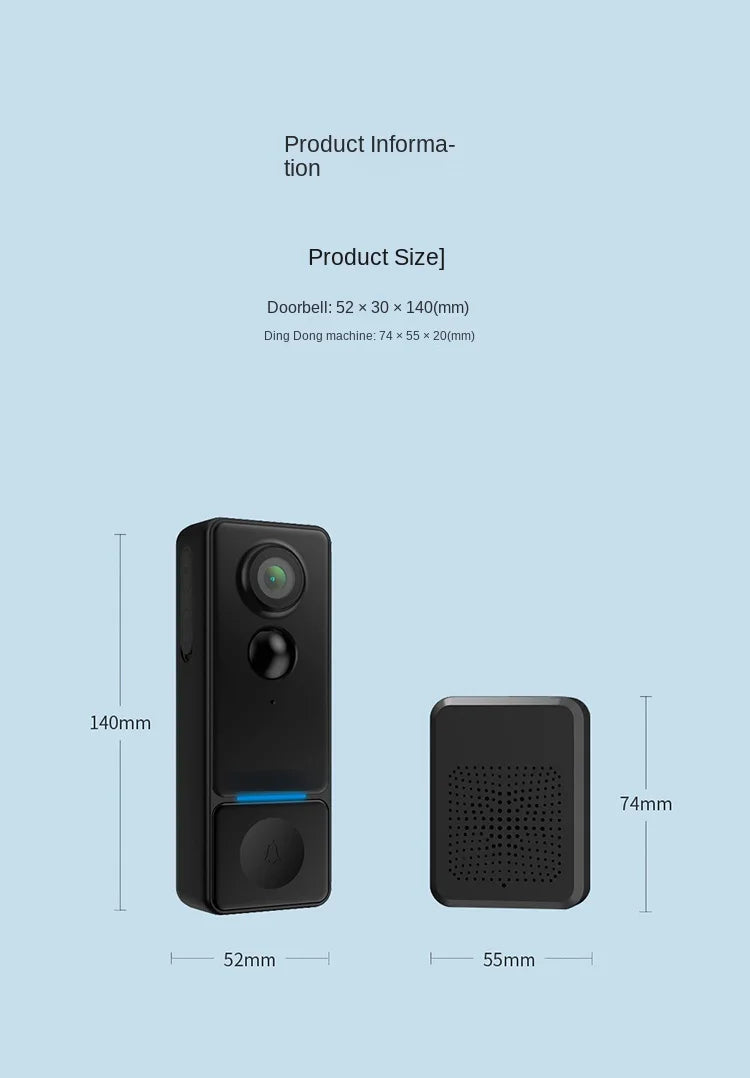 Video Doorbell Home Wireless Smart Mobile Phone Remote Monitoring Camera Cat Eye Entrance Door Pager