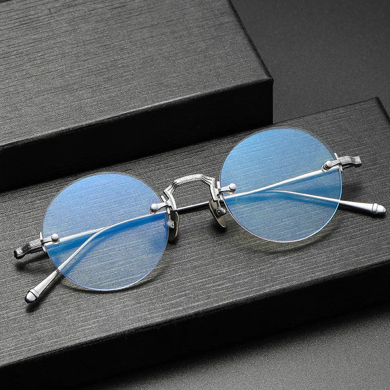 2025 Luxury Brand Designer Men's Round Rimless Titanium Glasses Women Frameless Ultralight Optical Prescription Lens Eyeglasses