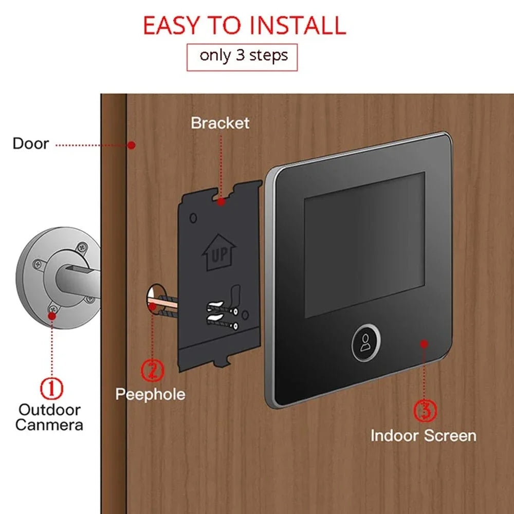 Smart Electronic Door Viewer 2.8" LCD Screen Digital Door Camera Doorbell Visual Peephole Camera Photo Recording for Home Hotel