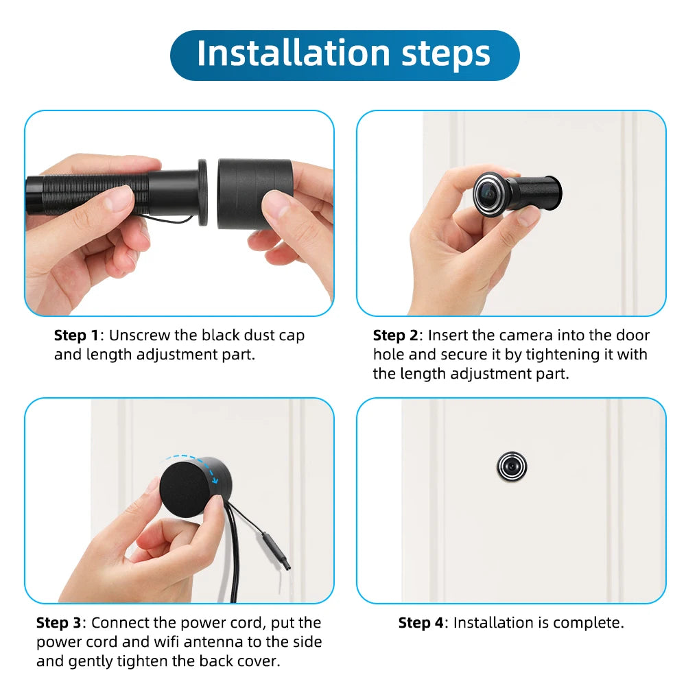 Elecpow Tuya Wifi Peephole Door Camera 1080P 2.4G&5G Smart PIR Motion Detection Door Viewer No Battery Work With Direct Current