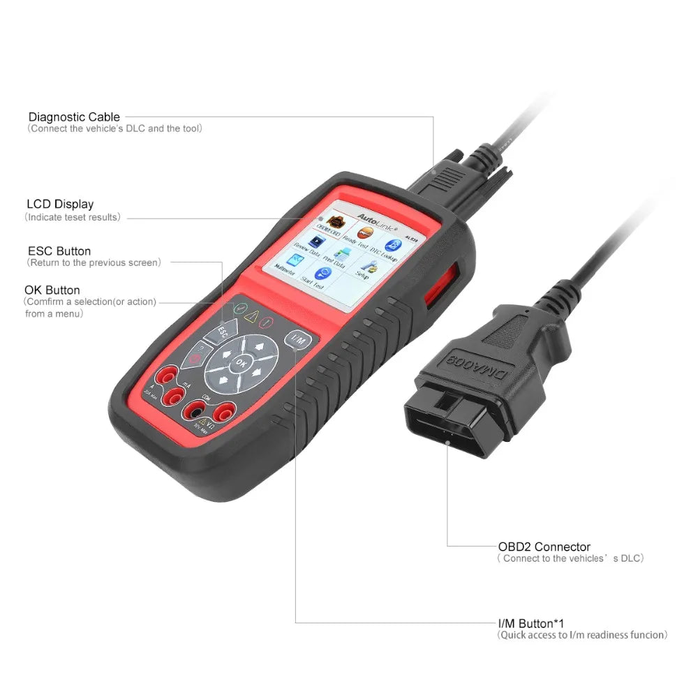 Autel AutoLink AL539 Auto Code Reader OBDII Scan Tool Electrical Test Tool AVO Meter Battery Tester Tools PK AL539B AL519