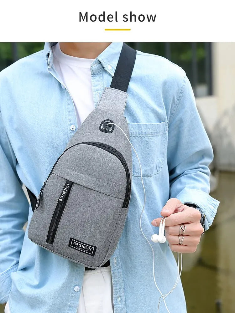 Chest Bag Fashion New Solid Color Men Chest Bag Outdoor Casual Fashion One Shoulder Crossbody Bag